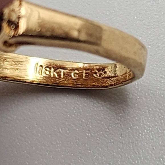 Vintage 1970s Vargas Mfg. Co. Stamped 18KT G.E. Rhinestone Cocktail Ring Sz 6.75 - Picture 2 of 5